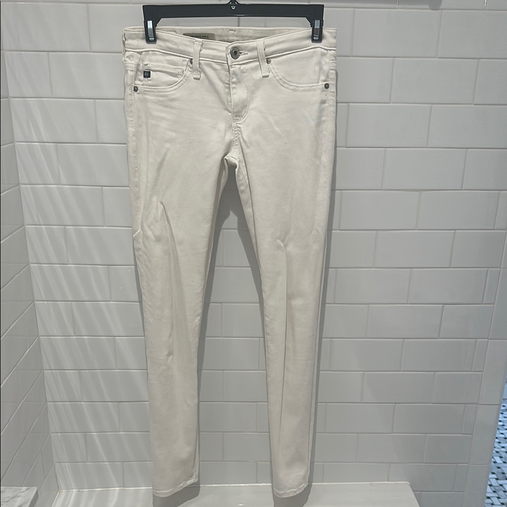 AG White Jeans - The Stevie Ankle - Slim Straight